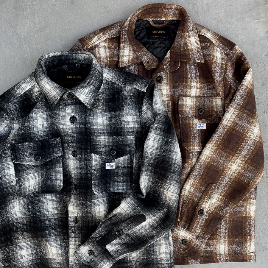 DEUS EX MACHINA (デウス) / 中綿入りシャツジャケット / MARCUS CHECK SHIRT - BROWN PLAID / DMP225148 / メンズ