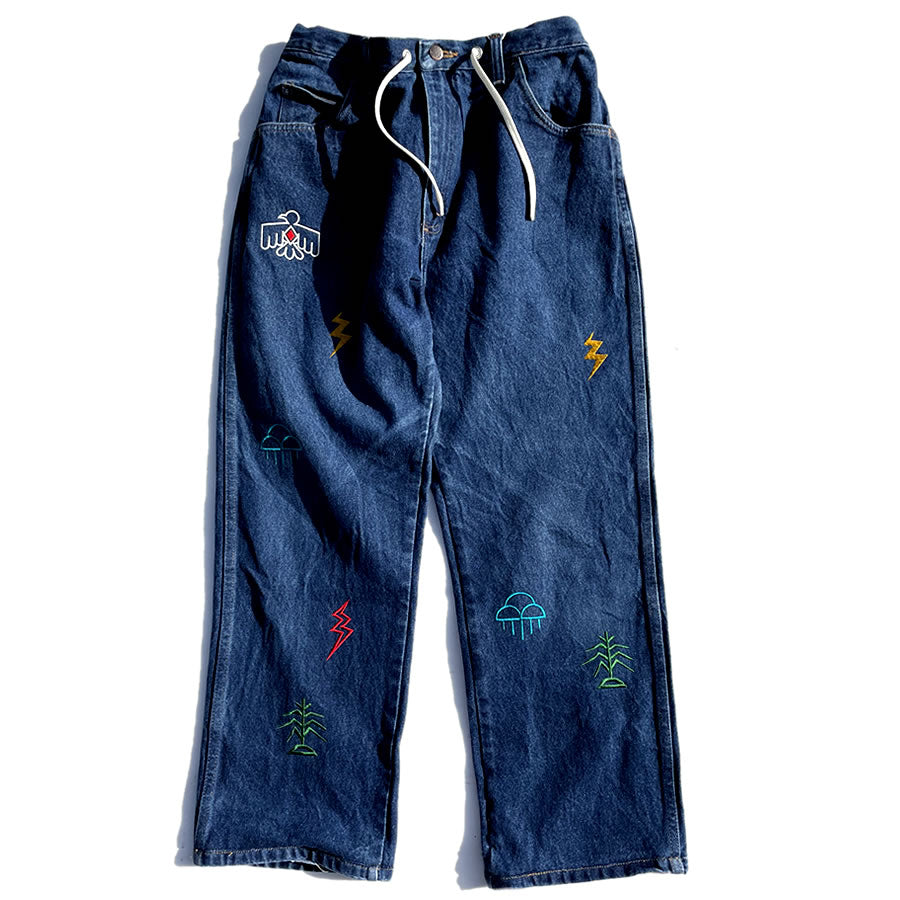 NASNGWAM (ナスングワム) / 刺繍 デニム イージーパンツ / SHALAKO EASY PANTS - BLUE  / RP0524307 / メンズ 日本製