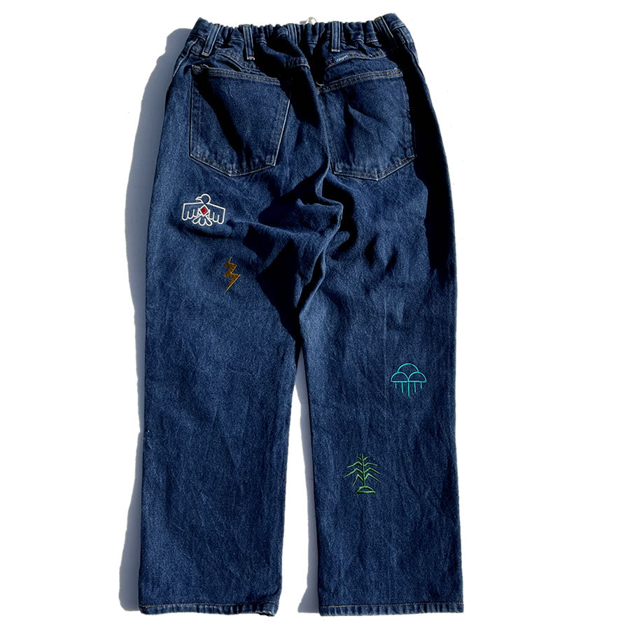 NASNGWAM (ナスングワム) / 刺繍 デニム イージーパンツ / SHALAKO EASY PANTS - BLUE  / RP0524307 / メンズ 日本製
