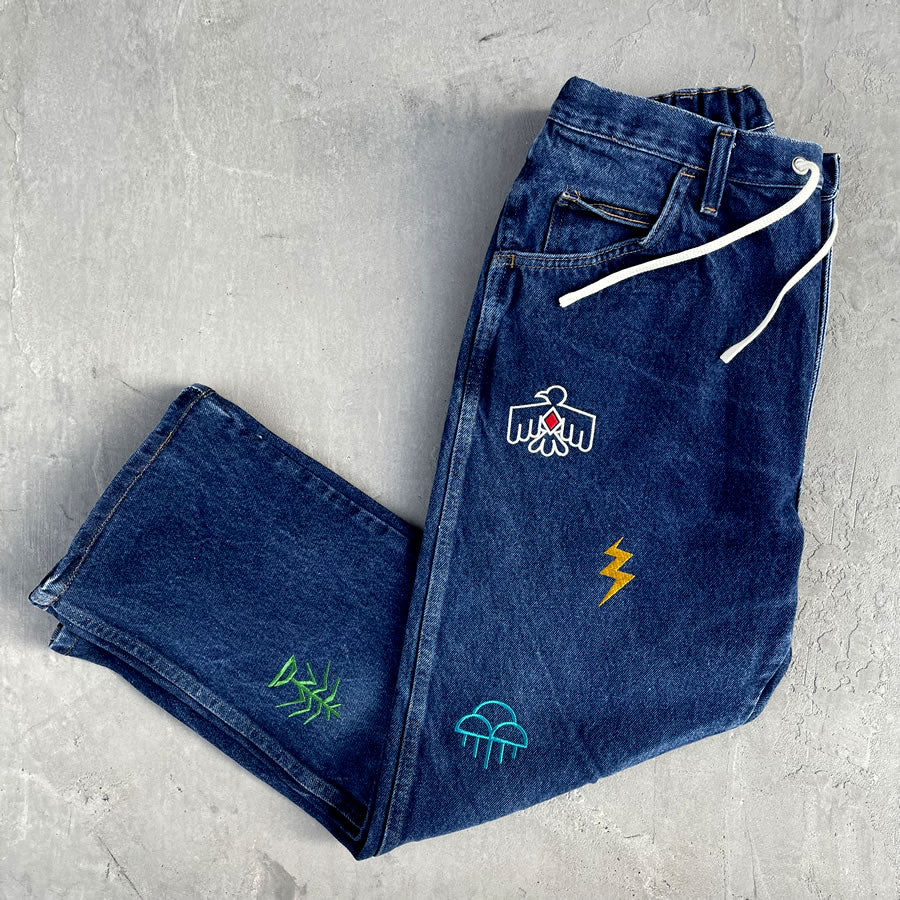 NASNGWAM (ナスングワム) / 刺繍 デニム イージーパンツ / SHALAKO EASY PANTS - BLUE  / RP0524307 / メンズ 日本製