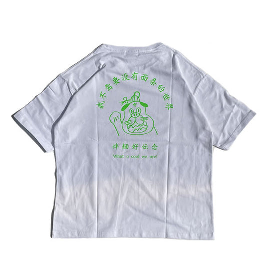 まんまる食堂 by weac. / 半袖 Tシャツ / 葱油拌面 SS TEE - WHITE x GREEN