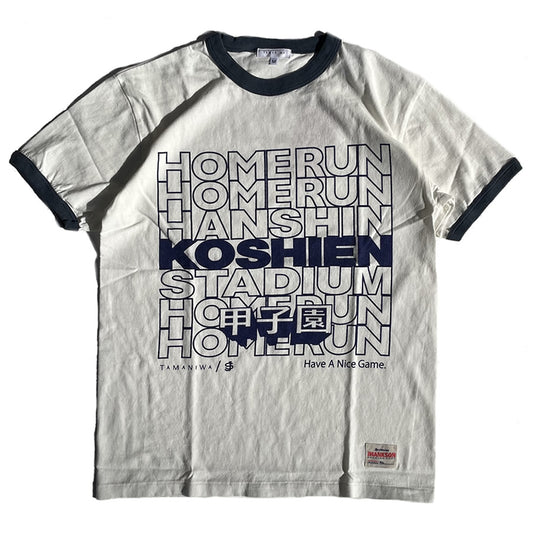 TAMANIWA x JHANKSON x 阪神甲子園球場 / 半袖リンガーTシャツ / KOSHIEN HOMERUN TEE - NAVY / メンズ