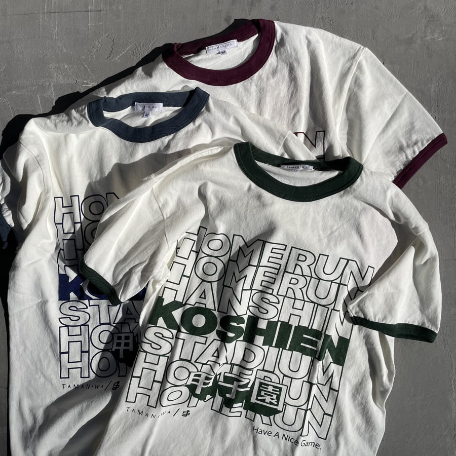 TAMANIWA x JHANKSON x 阪神甲子園球場 / 半袖リンガーTシャツ / KOSHIEN HOMERUN TEE - BURGUNDY / メンズ