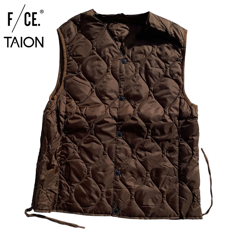 TAION BY F/CE. PACKABLE DOWN VEST - BROWN/ FSP09232U0002 / タイオン バイ エフシーイー パッカブルインナーダウンベスト