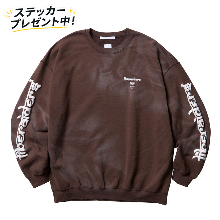 LIBERAIDERS(リベレイダース) / スウェットクルーネック トレーナー / LR SLEEVE LOGO VINTAGE CREWNECK - BROWN / 753192303 / メンズ