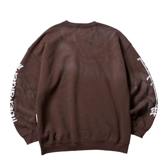 LIBERAIDERS(リベレイダース) / スウェットクルーネック トレーナー / LR SLEEVE LOGO VINTAGE CREWNECK - BROWN / 753192303 / メンズ