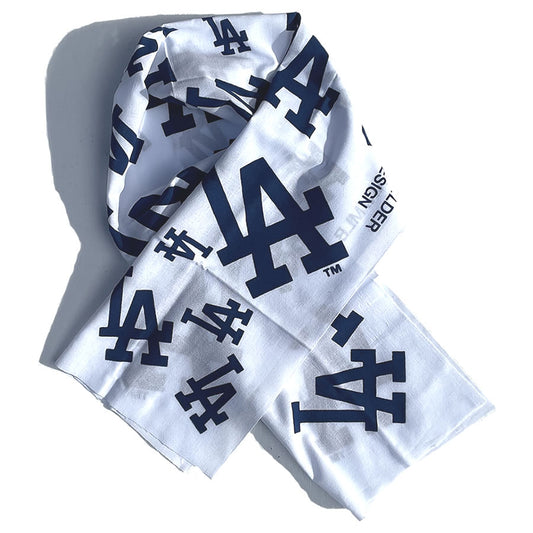 INFIELDER DESIGN x MLB /  木綿 手ぬぐい 日本製 / MLB LOGO STALL - LA DOGERS - WHITE / MLB-165-LAD  ドジャース