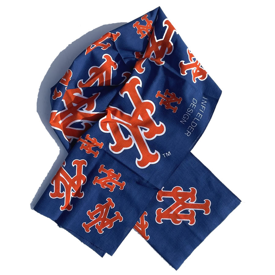 INFIELDER DESIGN x MLB /  木綿 手ぬぐい 日本製 / MLB LOGO STALL - NY METS - BLUE / MLB-165-NYM