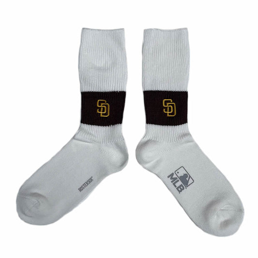 ROSTER SOX(ロスターソックス) x MLB / 靴下 クルーソックス / MLB RIB SOCKS - BROWN / MLB-132-SDP / メンズ