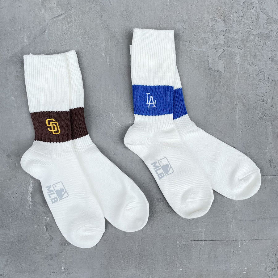 ROSTER SOX(ロスターソックス) x MLB / 靴下 クルーソックス / MLB RIB SOCKS - BROWN / MLB-132-SDP / メンズ