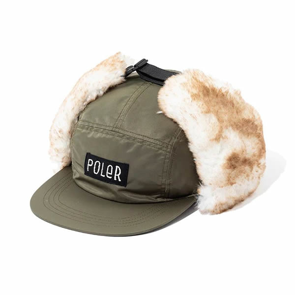 POLeR OUTDOOR STUFF(ポーラーアウトドアスタッフ) / フライトキャップ / FLIGHT NYLON FUR FLAP CAP - OLIVE / 233MCV0085