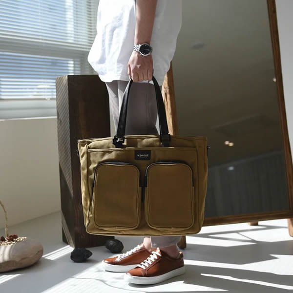 VENQUE (ヴェンク) / 2WAY トートバッグ ショルダーバッグ / TOTE - CANVAS BROWN / 国内正規取扱店 / 1年間製品保証付き【C1】