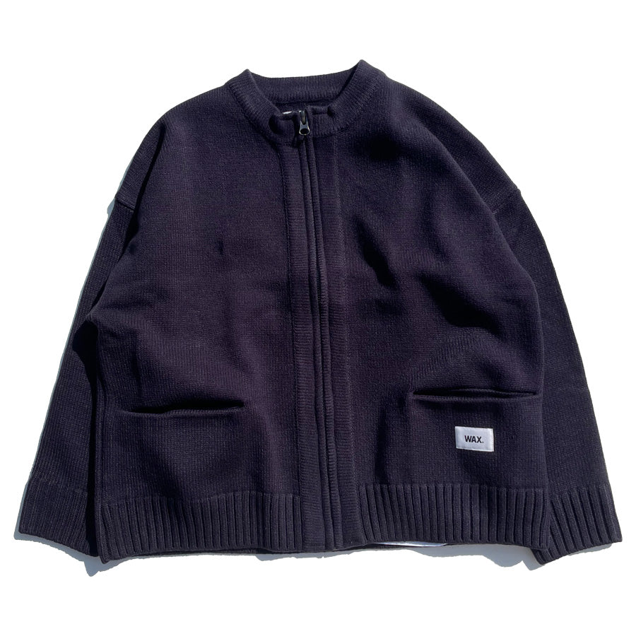 WAX(ワックス) / ジップ カーディガン クルーネック / ZIP UP CREW NECK CARDIGAN - NAVY / WX-0300 / メンズ THM