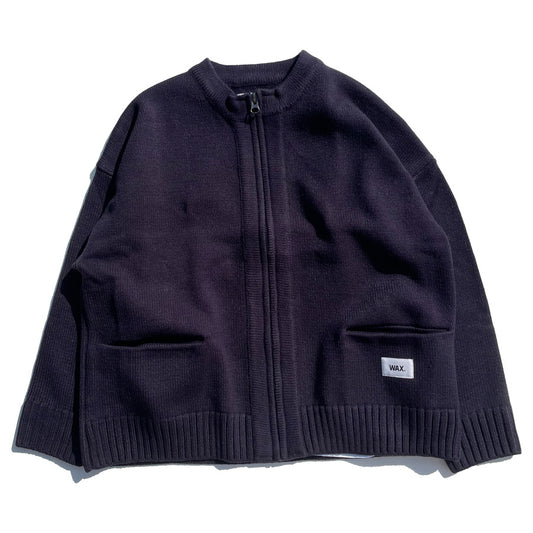 WAX(ワックス) / ジップ カーディガン クルーネック / ZIP UP CREW NECK CARDIGAN - NAVY / WX-0300 / メンズ THM