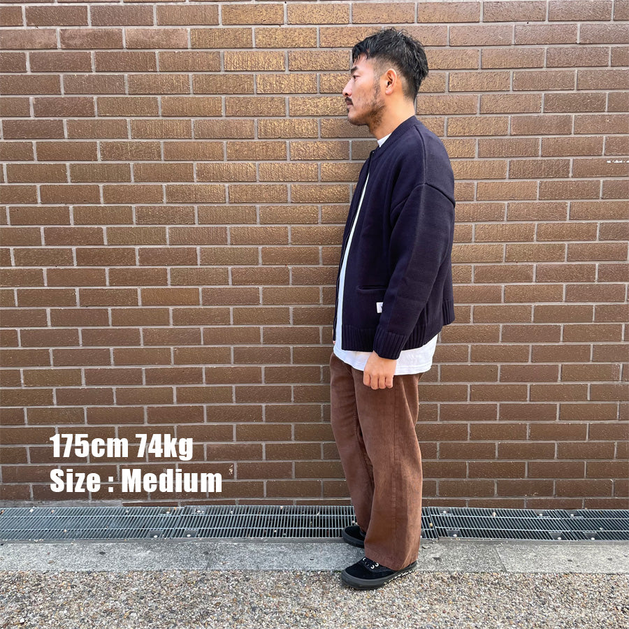 WAX(ワックス) / ジップ カーディガン クルーネック / ZIP UP CREW NECK CARDIGAN - NAVY / WX-0300 / メンズ THM
