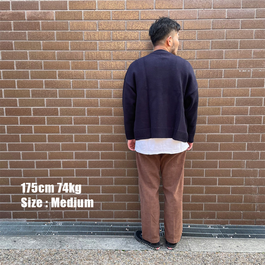 WAX(ワックス) / ジップ カーディガン クルーネック / ZIP UP CREW NECK CARDIGAN - NAVY / WX-0300 / メンズ THM