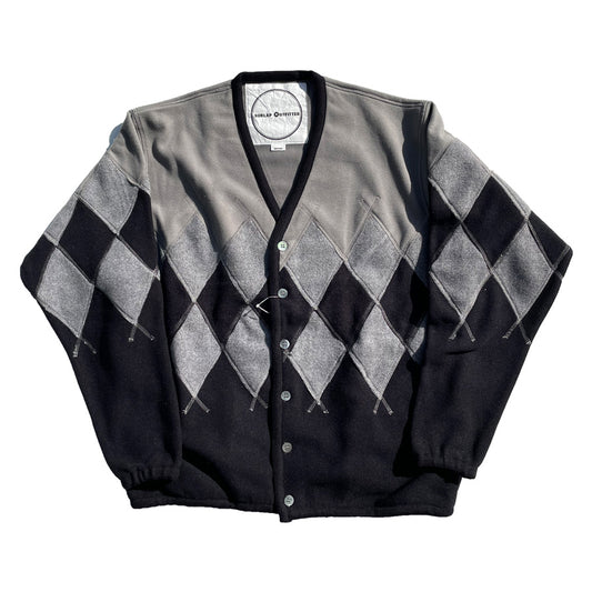 BURLAP OUTFITTER(バーラップアウトフィッター) / フリースカーディガン / ARGYLE FLEECE CARDIGAN - GREY BLACK / BO030074 / メンズ