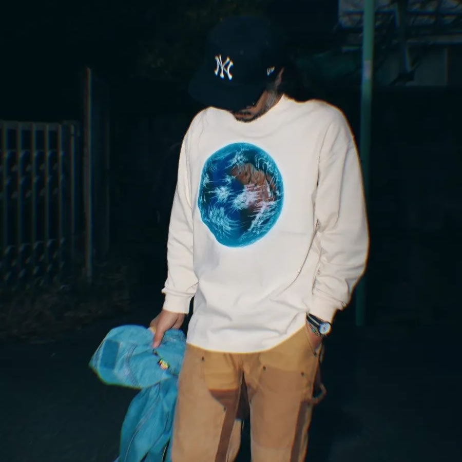 NASNGWAM (ナスングワム) / 厚手 長袖Tシャツ ロンT / EARTH LS TEE - NATURAL / C2413906 メンズ 地球 日本製