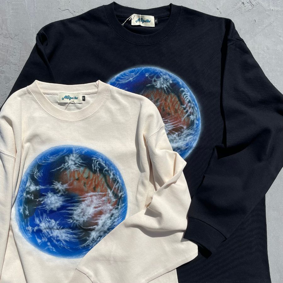 NASNGWAM (ナスングワム) / 厚手 長袖Tシャツ ロンT / EARTH LS TEE - NATURAL / C2413906 メンズ 地球 日本製