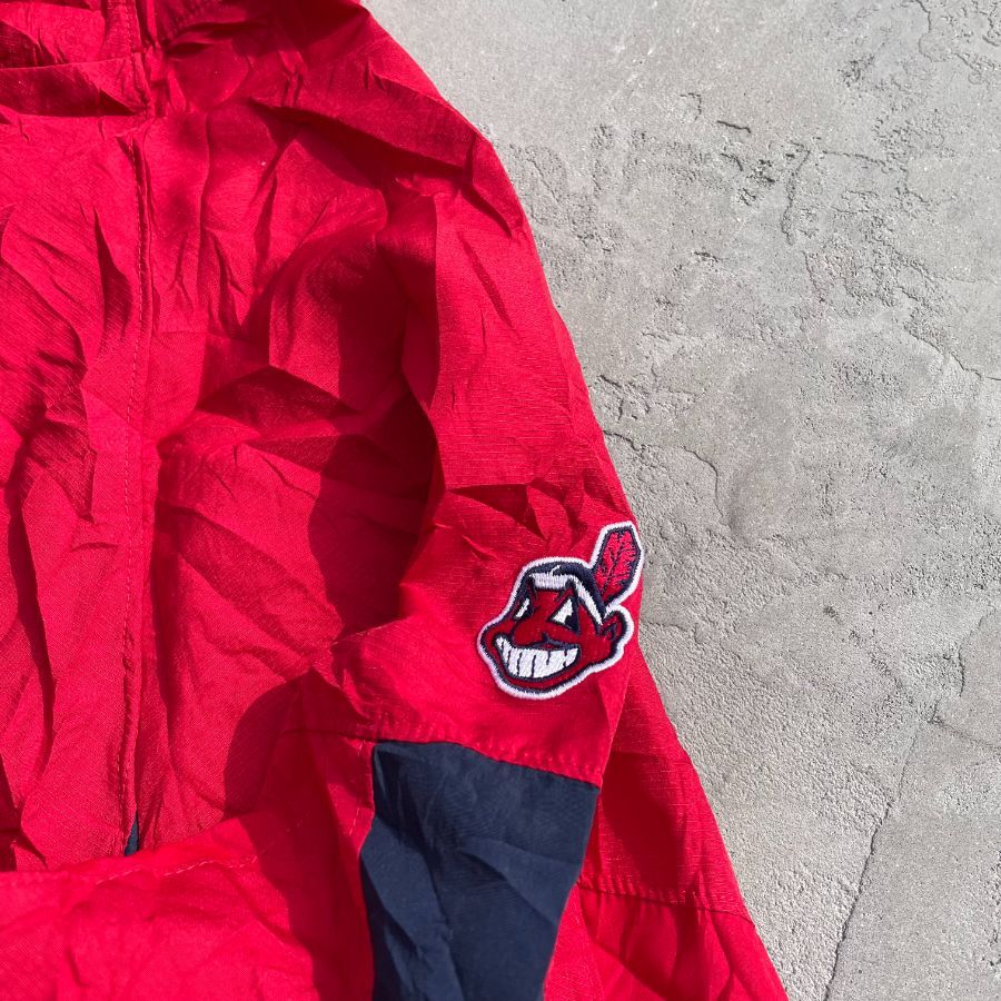[USED] CLEVELAND INDIANS HALF ZIP STRETCH JAKCET - M / MLB ハーフジップジャケット インディアンス