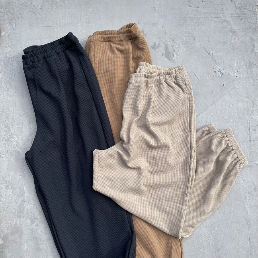 AXESQUIN(アクシーズクイン) / ワッフル ストレッチ素材 リラックスパンツ / QD ECO WAFFLE RELAXING PANTS - BLACK / 322023 / メンズ