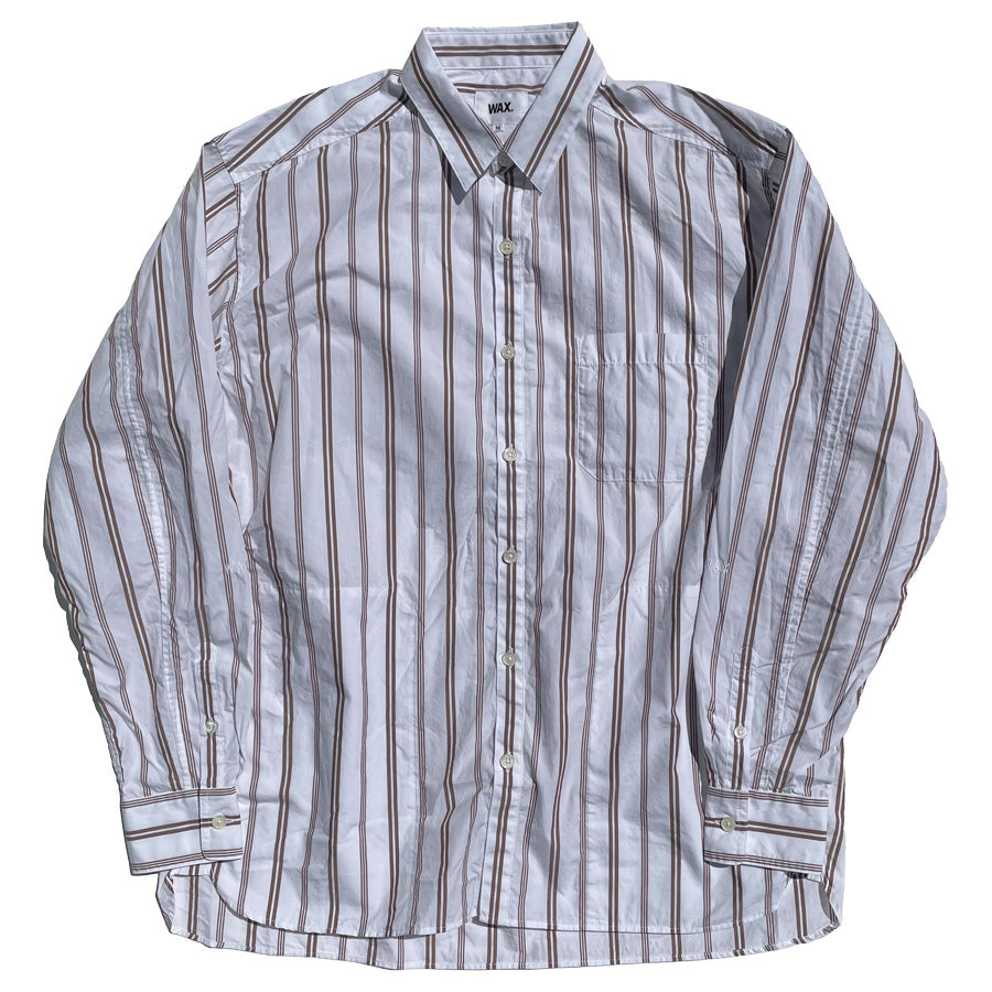 WAX(ワックス) / ポケットシャツ / STRIPE POCKET SHIRTS - BROWN / WX-0330 / メンズ THM 日本製
