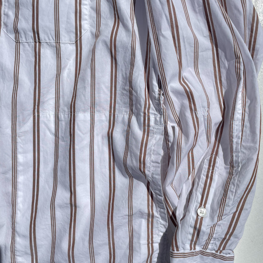 WAX(ワックス) / ポケットシャツ / STRIPE POCKET SHIRTS - BROWN / WX-0330 / メンズ THM 日本製
