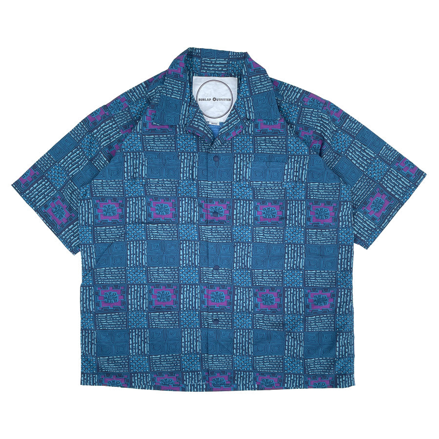 BURLAP OUTFITTER(バーラップアウトフィッター) / オープンカラーシャツ / S/S CAMP SHIRT PRINTED - BATIK NAVY / BO040047 / メンズ