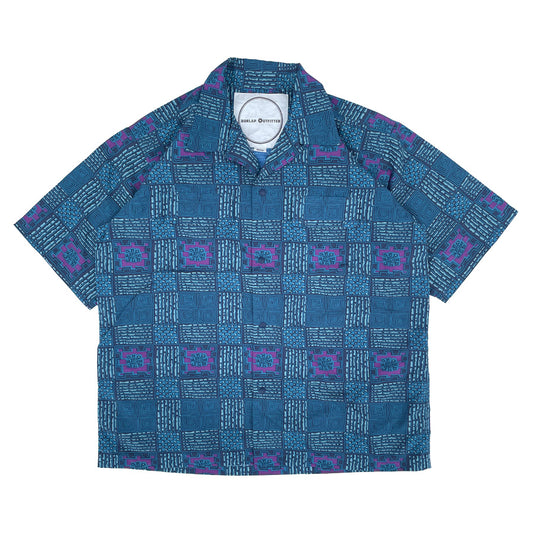 BURLAP OUTFITTER(バーラップアウトフィッター) / オープンカラーシャツ / S/S CAMP SHIRT PRINTED - BATIK NAVY / BO040047 / メンズ