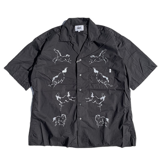 WAX(ワックス) / 半袖オープンカラーシャツ / 1978 open shirt - BLACK / WX-0342 / メンズ THM 日本製