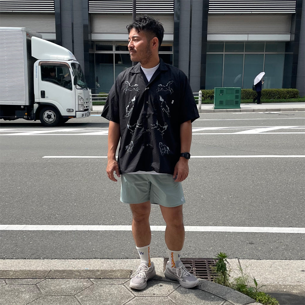 WAX(ワックス) / 半袖オープンカラーシャツ / 1978 open shirt - BLACK / WX-0342 / メンズ THM 日本製