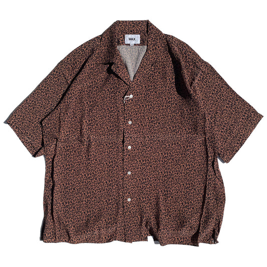 WAX(ワックス) / 半袖オープンカラーシャツ / Leopard open shirt - BROWN / WX-0343 / メンズ THM 日本製