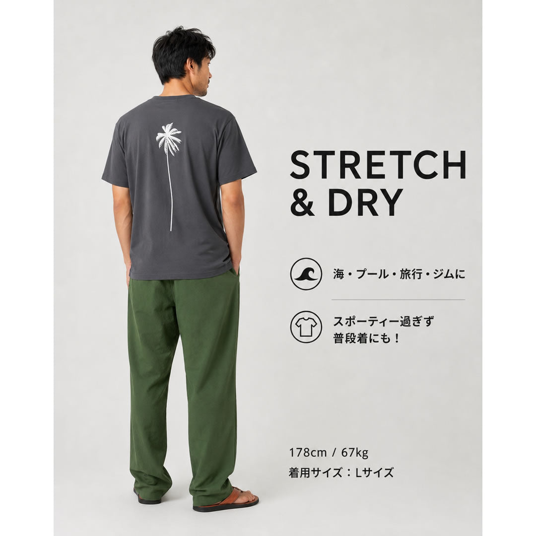 PACIFIC STANDARD TIME  / 半袖ドライTシャツ / ALWAYS DRY PALM TREE TEE - CHARCOAL