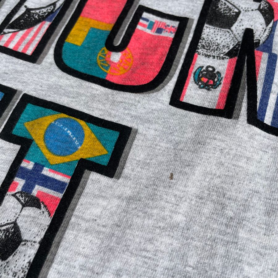 [90S USED]  JUST KICK IT / シングルステッチ 半袖Tシャツ /  ASH - XL / CYRK SPORT アメリカ製 サッカー
