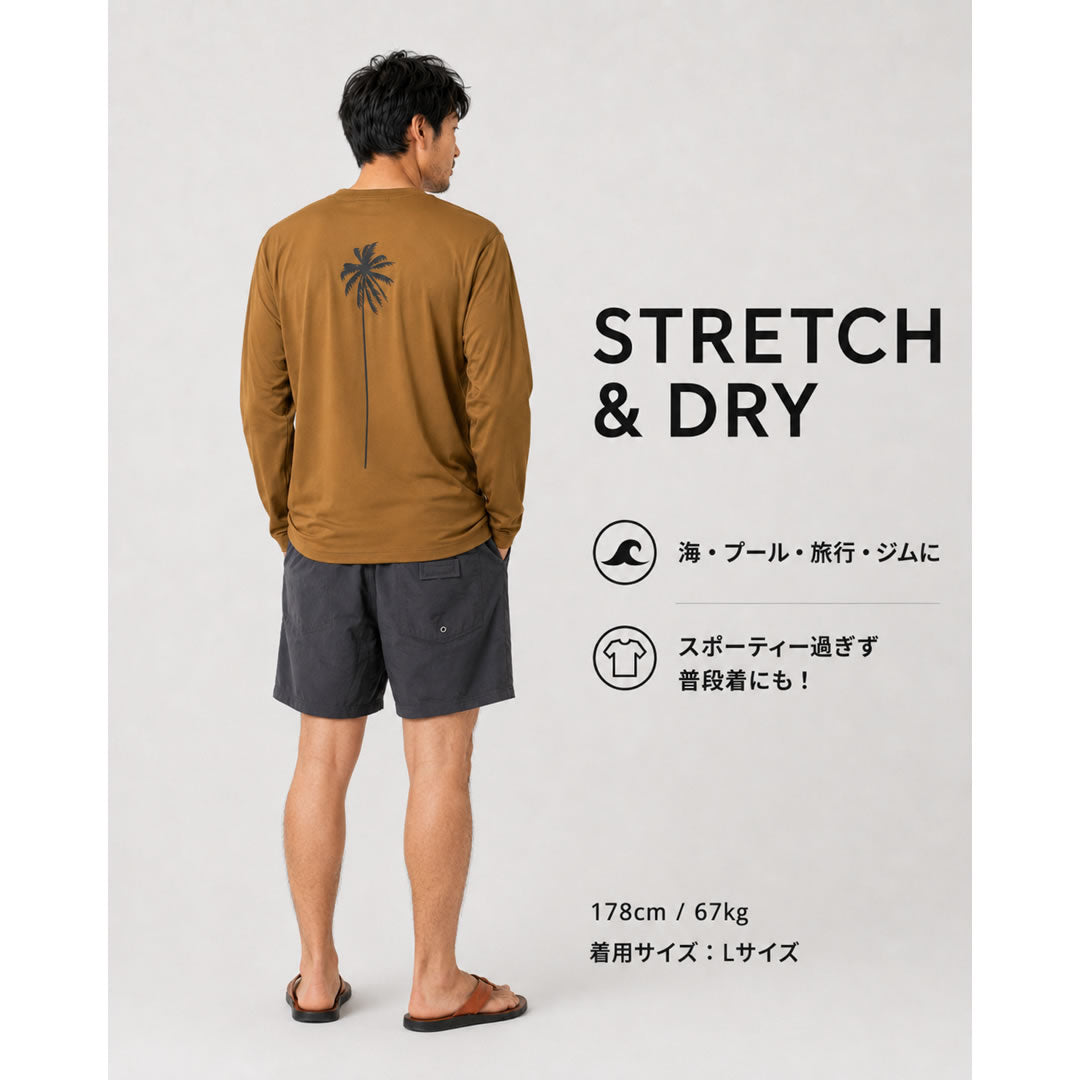 PACIFIC STANDARD TIME  / 長袖ドライTシャツ / ALWAYS DRY PALM TREE LS TEE - DRAB