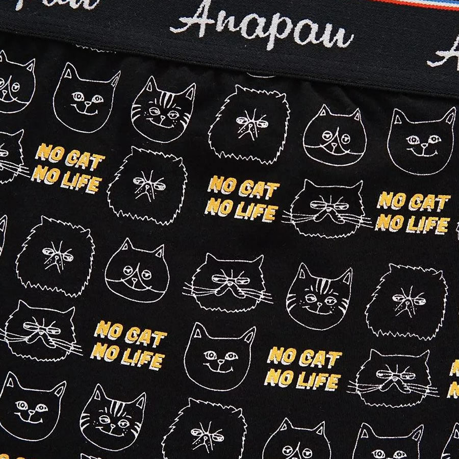 anapau  アナパウ / ボクサーパンツ 下着 アンダーウェア / P-2414 / NO CAT NO LIFE パンツ / BLACK / メンズ