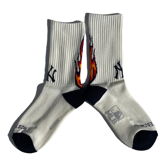 ROSTER SOX(ロスターソックス) x MLB / 靴下 クルーソックス / MLB FIRE SOCKS - WHITE / MLB-192-Yankees / メンズ