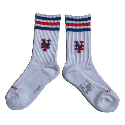 ROSTER SOX(ロスターソックス) x MLB / 靴下 クルーソックス / MLB LINE SOCKS - WHITE / MLB-193-Mets / メンズ レディース