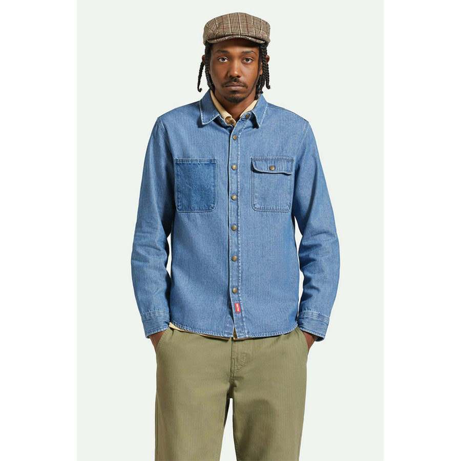 BRIXTON ( ブリクストン ) / 長袖 デニムシャツ / ASESEMBLY  OVERSHIRT - UNION HERRINGBONE / 01432-UNHRB / RELAXED FIT メンズ