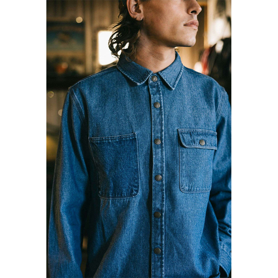 BRIXTON ( ブリクストン ) / 長袖 デニムシャツ / ASESEMBLY  OVERSHIRT - UNION HERRINGBONE / 01432-UNHRB / RELAXED FIT メンズ