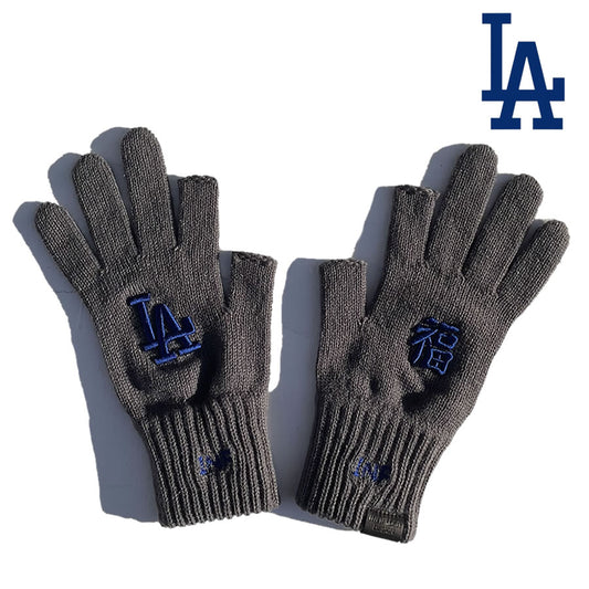INFIELDER DESIGN x MLB /  手袋 グローブ 日本製 / MLB 福 CUT GLOVES - LA DODGERS - GREY / MLB-205-LAD  ドジャース