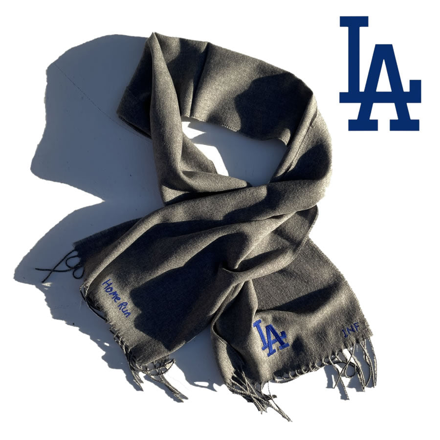 INFIELDER DESIGN x MLB /  マフラー 日本製 / MLB STITCH MUFF - LA DODGERS - GREY / MLB-202-LAD  ドジャース