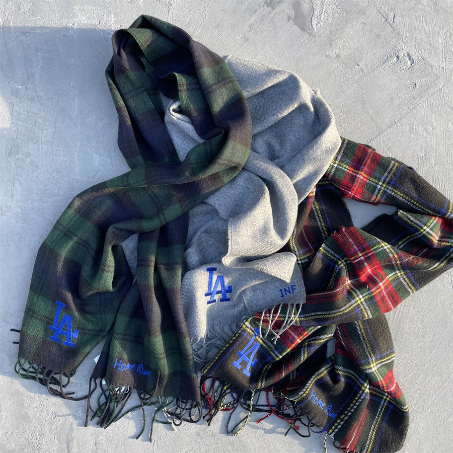 INFIELDER DESIGN x MLB /  マフラー 日本製 / MLB STITCH MUFF - LA DODGERS - BLACK / MLB-203-LAD  ドジャース