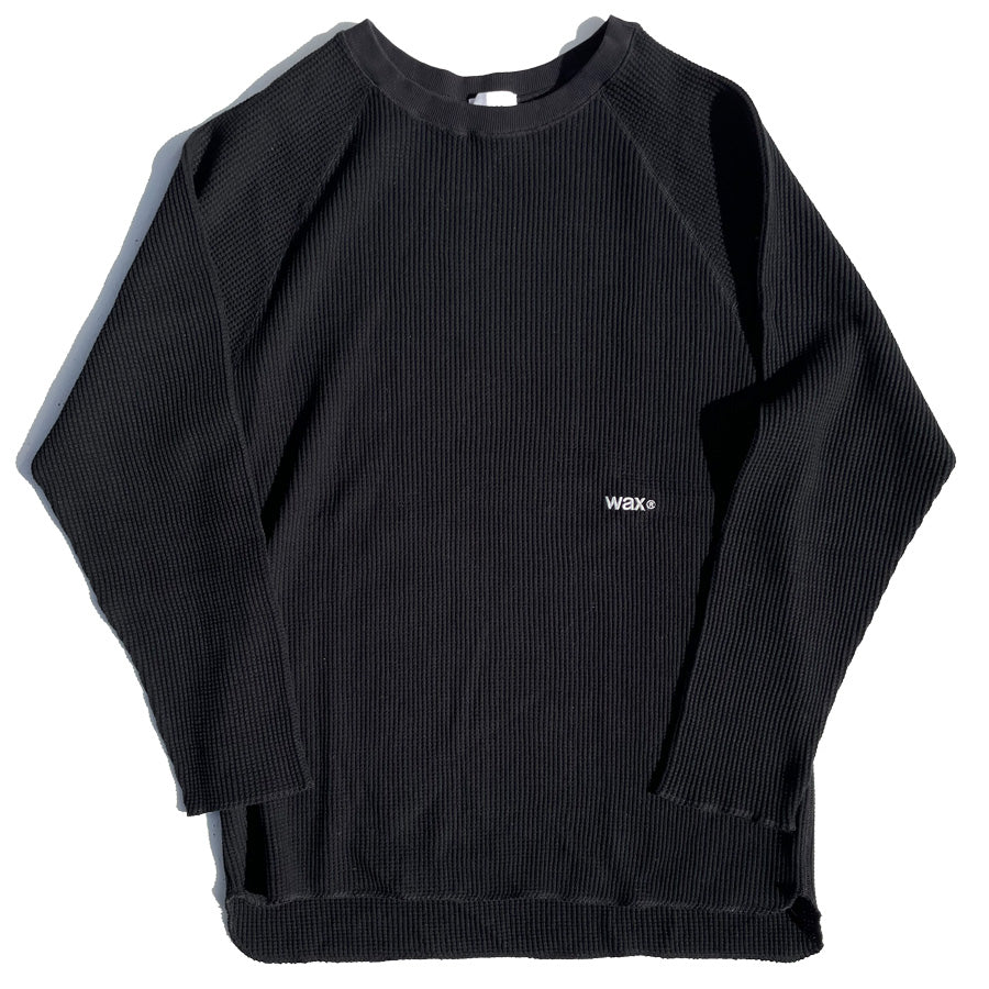 WAX(ワックス) / 厚手サーマル ロンT 長袖Tシャツ / Loose fit thermal - BLACK / WX-0405 / メンズ THM 日本製