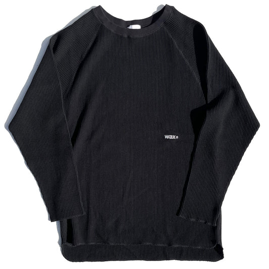 WAX(ワックス) / 厚手サーマル ロンT 長袖Tシャツ / Loose fit thermal - BLACK / WX-0405 / メンズ THM 日本製