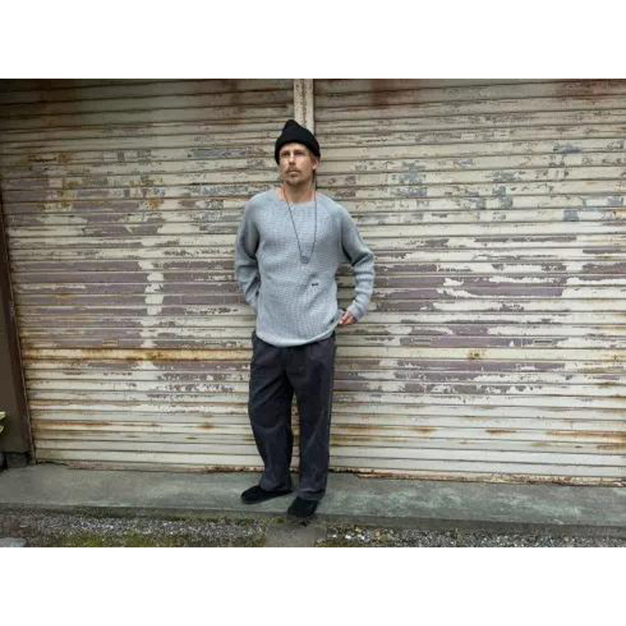 WAX(ワックス) / 厚手サーマル ロンT 長袖Tシャツ / Loose fit thermal - GREY / WX-0405 / メンズ THM 日本製