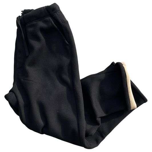 NASNGWAM (ナスングワム) x IMPRESTORE(インプレストア) / 厚手裏起毛 サーマルイージーパンツ / 極暖 PANTS - BLACK  / メンズ