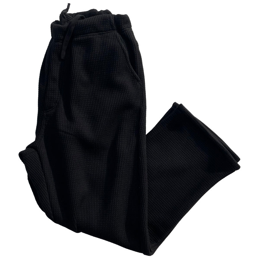 NASNGWAM (ナスングワム) x IMPRESTORE(インプレストア) / 厚手裏起毛 サーマルイージーパンツ / 極暖 PANTS - BLACK  / メンズ