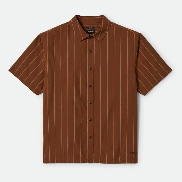 BRIXTON ( ブリクストン ) / 半袖 シャツ / CRU STRIPE S/S WVN - WASHED COPPER/BURNT RED/SUNSET / 01445-WCBRS