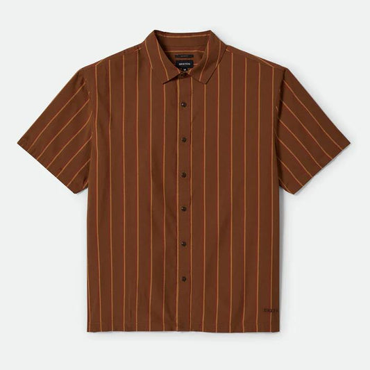 BRIXTON ( ブリクストン ) / 半袖 シャツ / CRU STRIPE S/S WVN - WASHED COPPER/BURNT RED/SUNSET / 01445-WCBRS